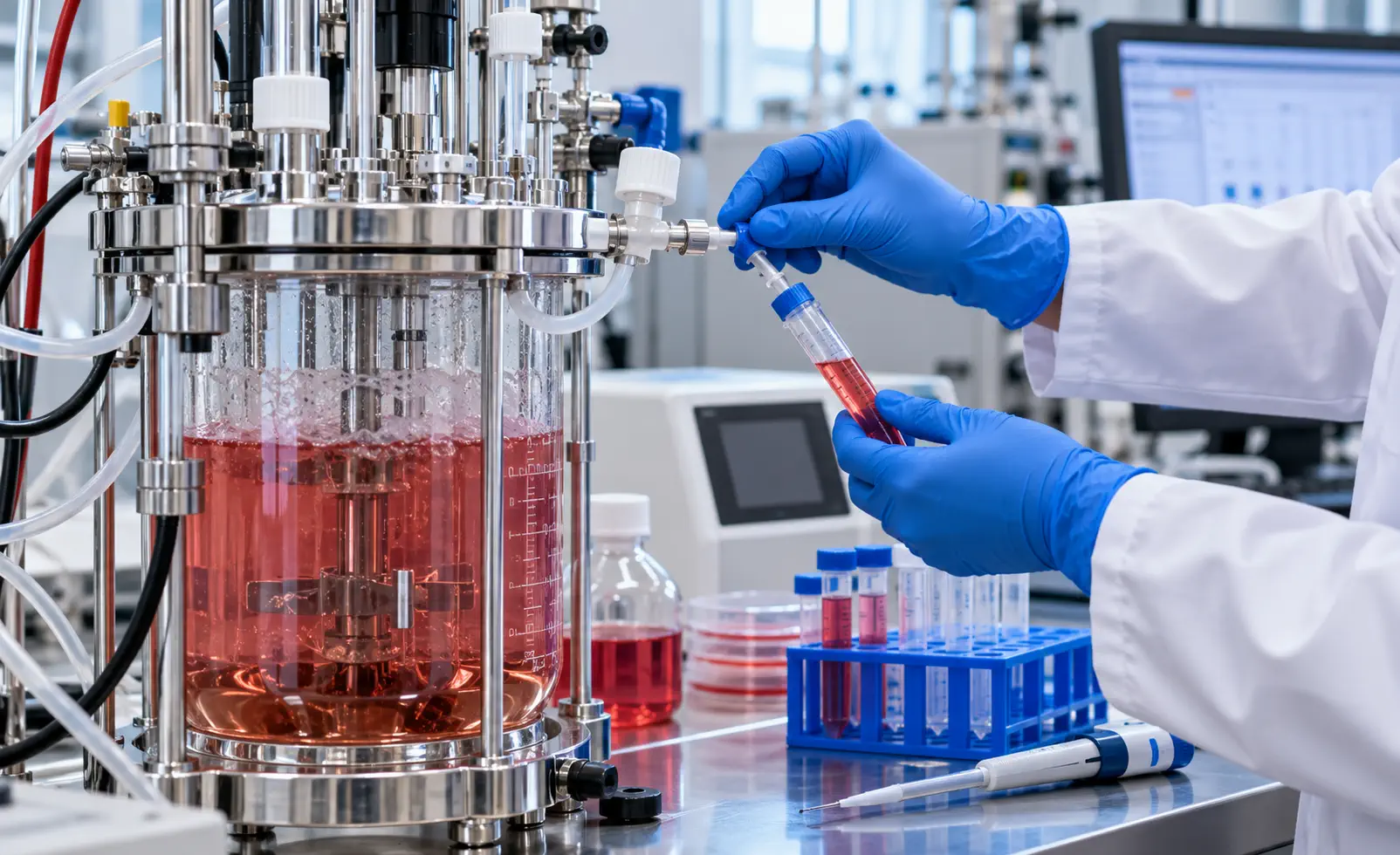 Aseptic sampling of perfusion bioreactor culture for cell viability monitoring